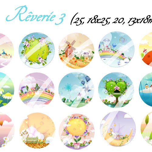 Téléchargement immédiat: images digitales pour cabochons à imprimer reverie 3