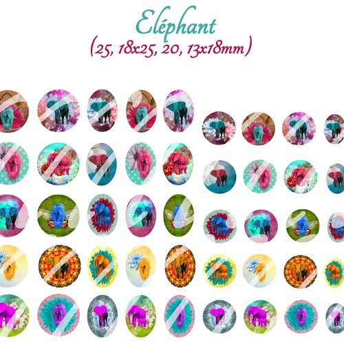 Téléchargement immédiat: images digitales pour cabochons à imprimer éléphant