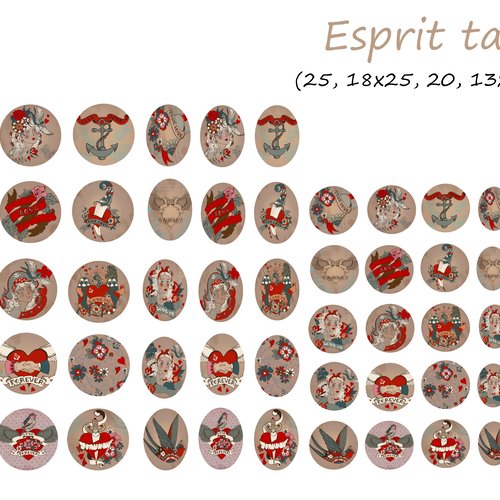 Téléchargement immédiat: images digitales pour cabochons à imprimer tatoo