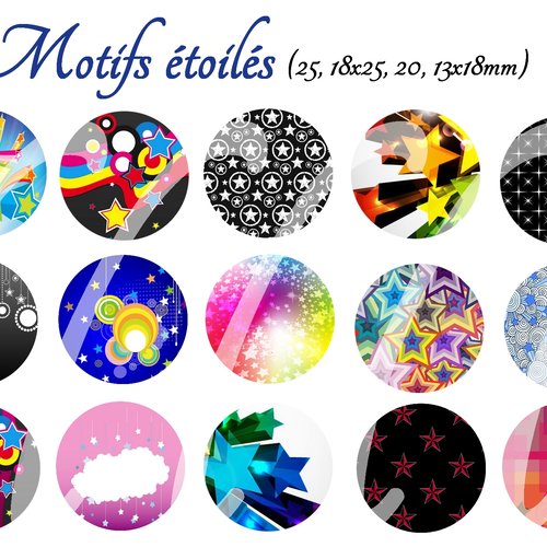 Téléchargement immédiat: images digitales pour cabochons à imprimer étoiles