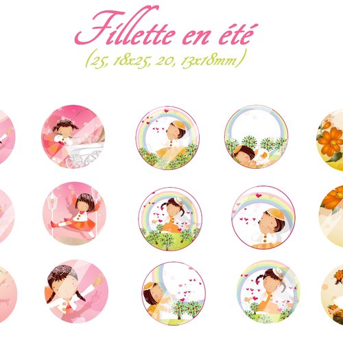 Téléchargement immédiat: images digitales pour cabochons à imprimer fillette enfant