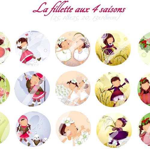 Téléchargement immédiat: images digitales pour cabochons à imprimer fillette enfant