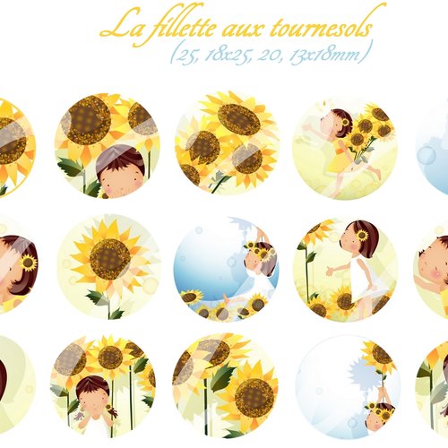 Téléchargement immédiat: images digitales pour cabochons à imprimer fillette enfant