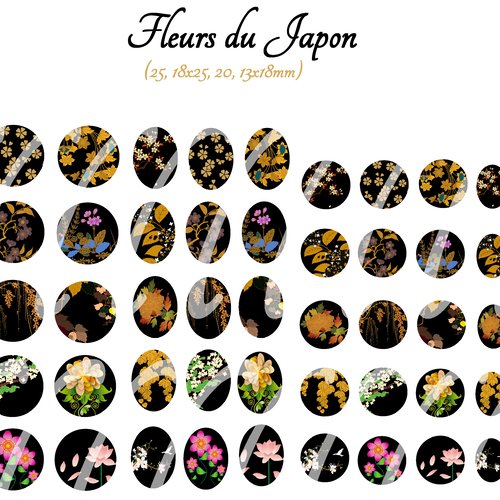 Téléchargement immédiat: images digitales pour cabochons à imprimer fleur du japon