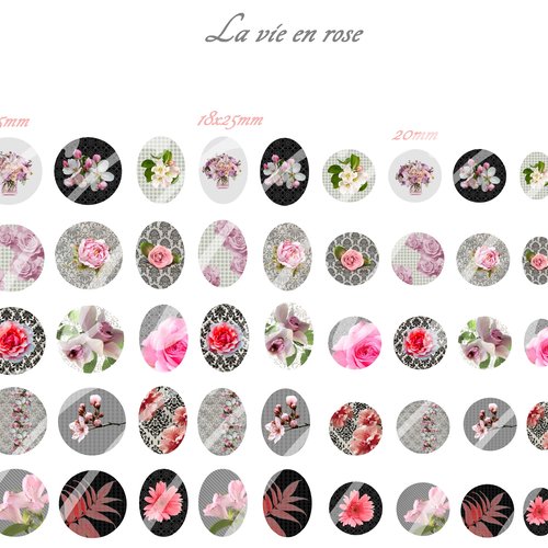 Téléchargement immédiat: images digitales pour cabochons à imprimer fleur rose