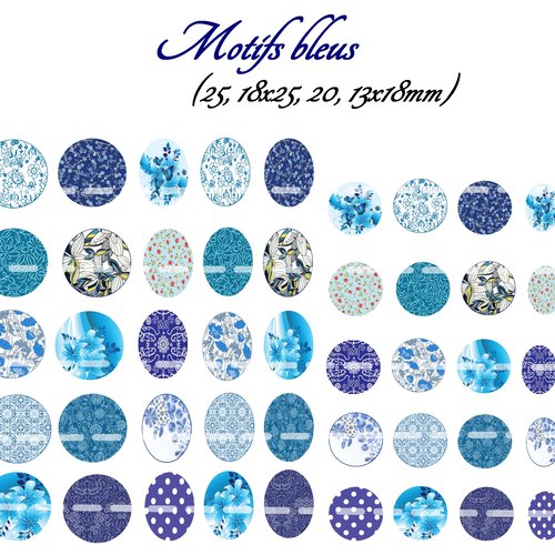 Téléchargement immédiat: images digitales pour cabochons à imprimer fleur bleue