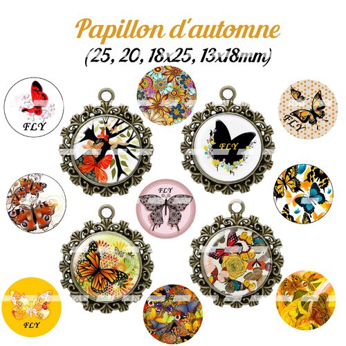 Téléchargement immédiat: images digitales pour cabochons à imprimer papillon