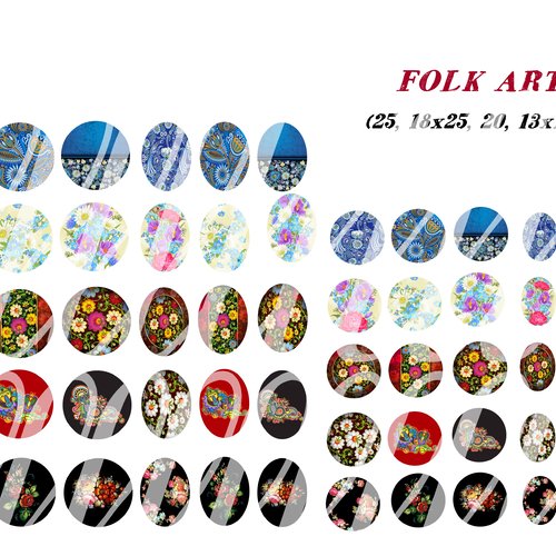 Téléchargement immédiat: images digitales pour cabochons à imprimer folk art