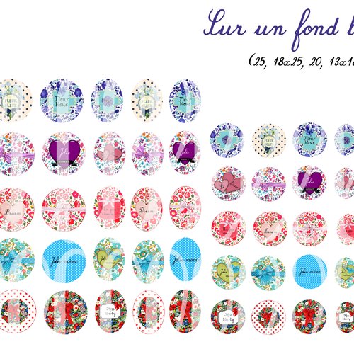 Téléchargement immédiat: images digitales pour cabochons à imprimer fleur bleue fond liberty