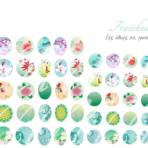 Téléchargement immédiat: images digitales pour cabochons à imprimer motif frais