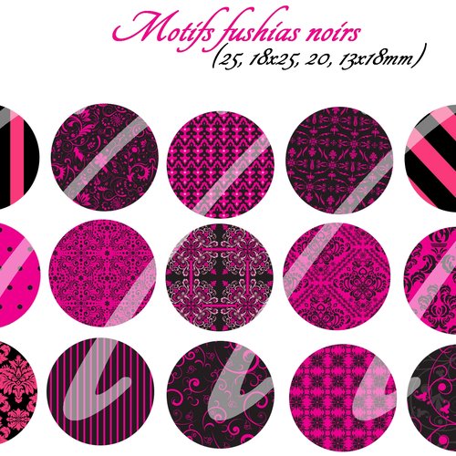 Téléchargement immédiat: images digitales pour cabochons à imprimer motif fushia