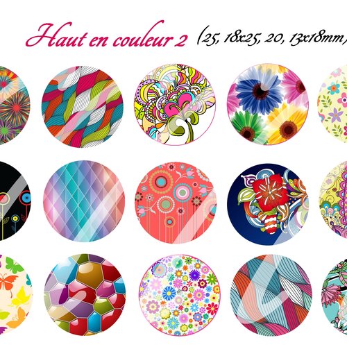 Téléchargement immédiat: images digitales pour cabochons à imprimer haut en couleur
