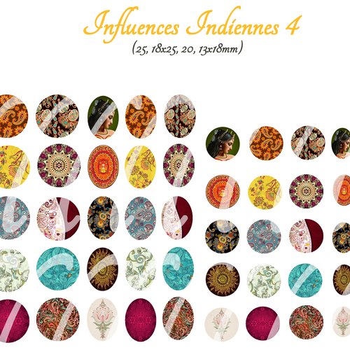 Téléchargement immédiat: images digitales pour cabochons à imprimer influences indiennes