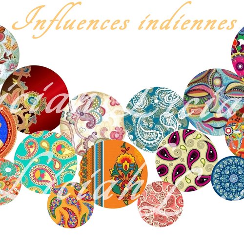 Téléchargement immédiat: images digitales pour cabochons à imprimer influences indiennes