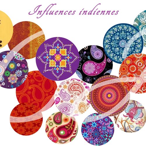 Téléchargement immédiat: images digitales pour cabochons à imprimer influences indiennes
