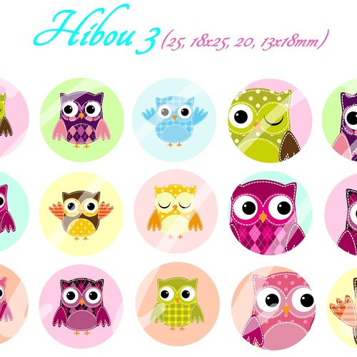 Téléchargement immédiat: images digitales pour cabochons à imprimer hibou