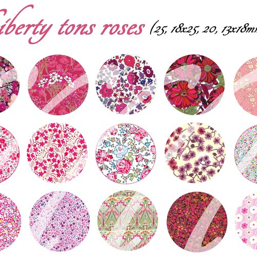 Téléchargement immédiat: images digitales pour cabochons à imprimer liberty ton rose