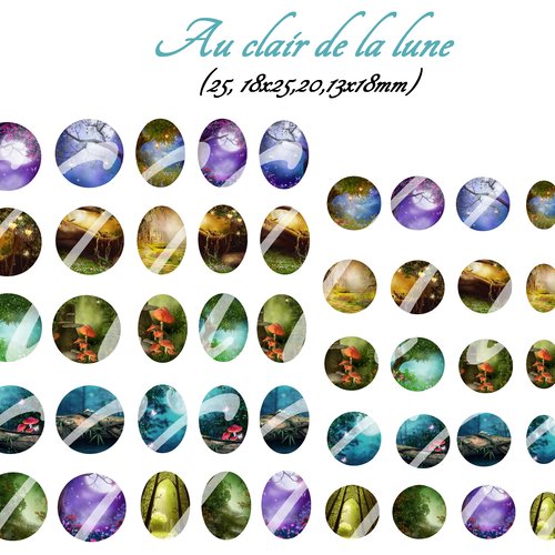 Téléchargement immédiat: images digitales pour cabochons à imprimer clair de lune