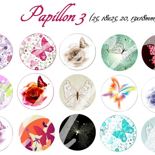 Téléchargement immédiat: images digitales pour cabochons à imprimer papillon