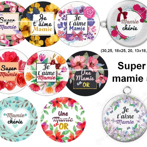 Téléchargement immédiat: images digitales pour cabochons à imprimer mamie b51
