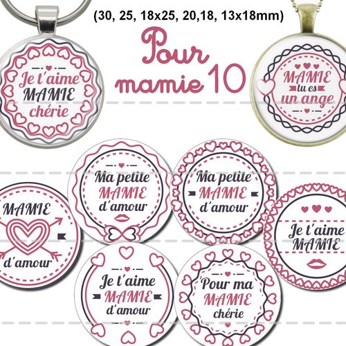 Téléchargement immédiat: images digitales pour cabochons à imprimer mamie b10