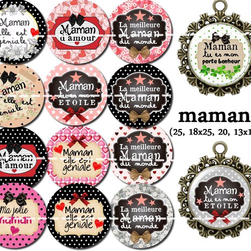Téléchargement immédiat: images digitales pour cabochons à imprimer maman 5