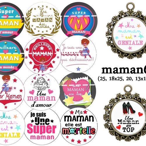 Téléchargement immédiat: images digitales pour cabochons à imprimer maman 6