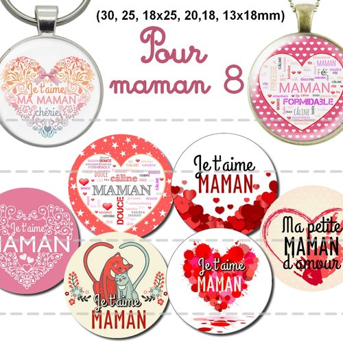Téléchargement immédiat: images digitales pour cabochons à imprimer maman 8