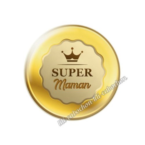 Médaille maman km17 cabochon en résine époxy 25 mm