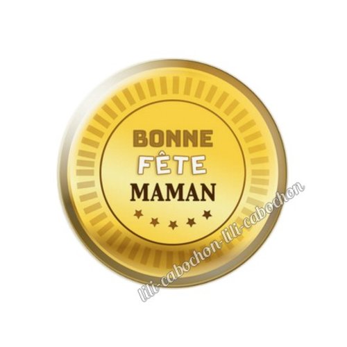 Médaille maman km18 cabochon en résine époxy 25 mm