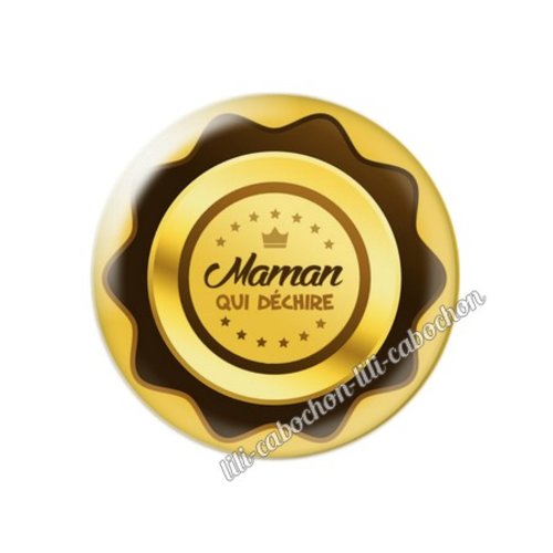 Médaille maman km20 cabochon en résine époxy 25 mm