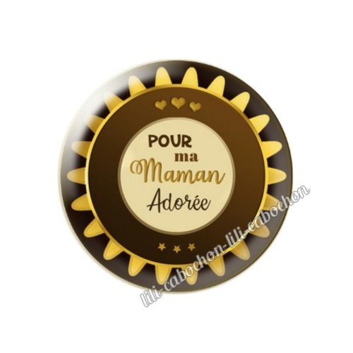 Médaille maman km24 cabochon en résine époxy 25 mm