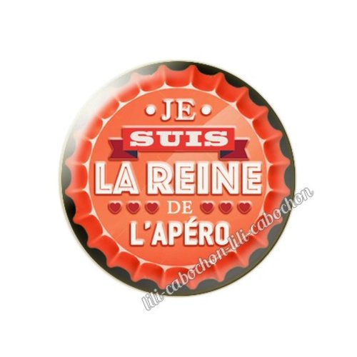 La reine de l'apéro km42 cabochon en résine époxy 25 mm