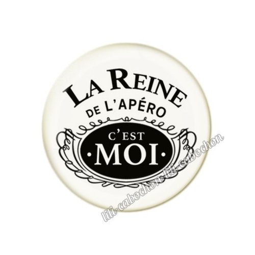 La reine de l'apéro km46 cabochon en résine époxy 25 mm