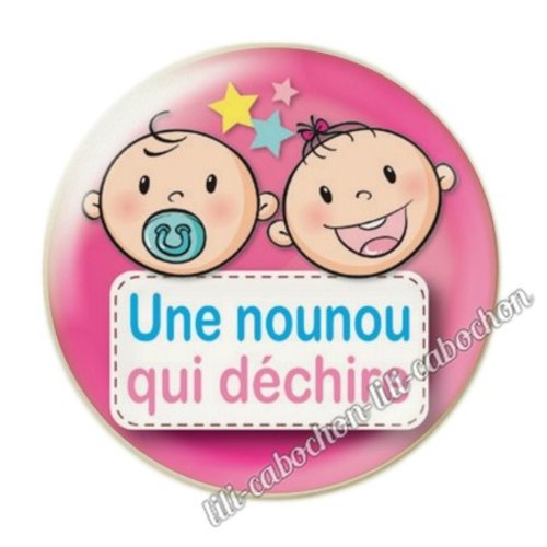 Merci nounou kj119 au choix cabochon résine ou en verre avec ou sans support, miroir, magnet, porte clé
