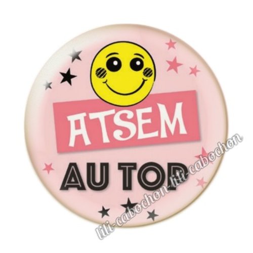 Atsem kj130 au choix cabochon résine ou en verre avec ou sans support, miroir, magnet, porte clé