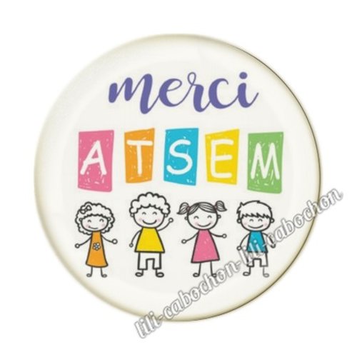 Atsem kj131 au choix cabochon résine ou en verre avec ou sans support, miroir, magnet, porte clé
