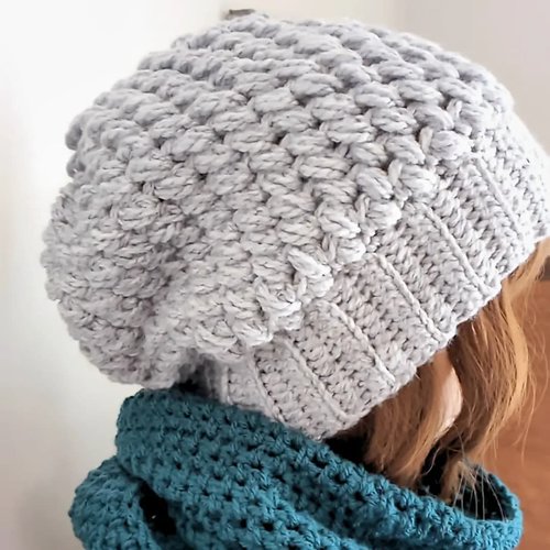 Bonnet béret fait main au crochet  bonnet accessoire de mode hiver pour femme et ado fille