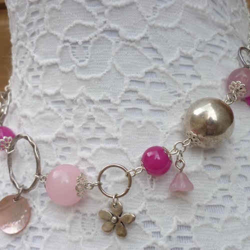 Collier fantaisie rose Clearance