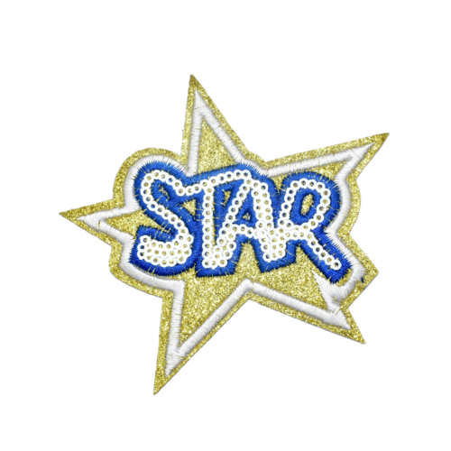 Ecusson brodé patch thermocollant étoile dorée stars sequins 9 cm