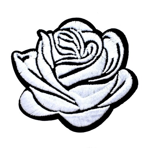 Ecusson brodé patch thermocollant rose grise fleur 7 cm