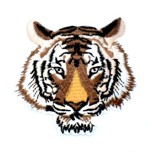Patch brodé tigre, écusson thermocollant 9 cm