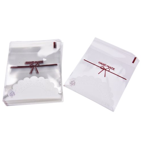 50 sachets handmade & dentelle 10 x 10 cm sacs cellophane auto-adhésifs  pochettes cadeau