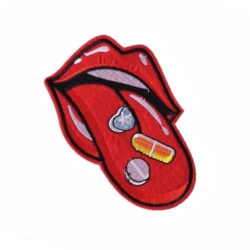 customisation patch brodé thermocollant D.I.Y couture Ecusson Langue rouge