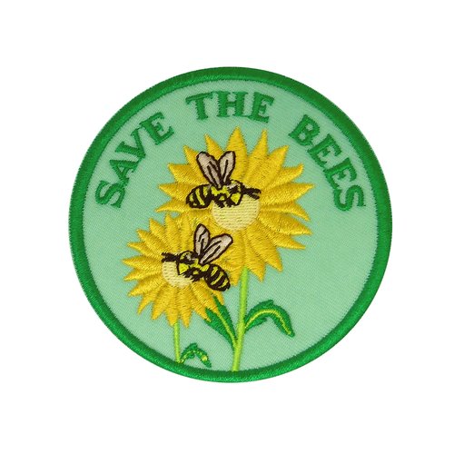 Ecusson save the bees, patch thermocollant brodé, sauvons les abeilles diy