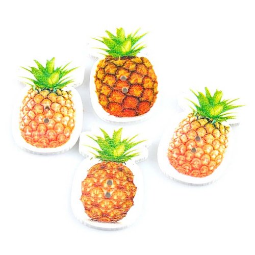 20 boutons ananas en bois, fruits, projets couture, boutons scrapbooking, 3,5 cm