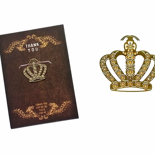 Marque pages couronne, signet en métal, couronne royale, signet plaqué or 18k, bookmark livre