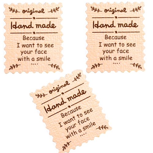 60 étiquettes timbres embossés original hand made - stickers adhésifs pour vos créations &quot;fait main&quot; 3 cm