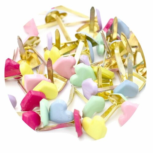 150 brads coeurs colorés, attaches parisiennes pour scrapbooking fabrication de cartes, brads amour saint valentin 8 mm
