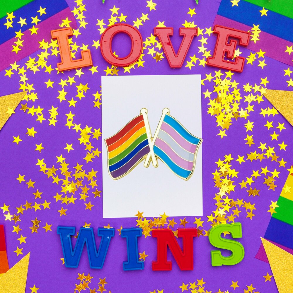 Insigne épinglette drapeau transgenre Épingle de fierté arc-en-ciel LGBTQ en émail rayé LGBTQ par Butler & Grace. 